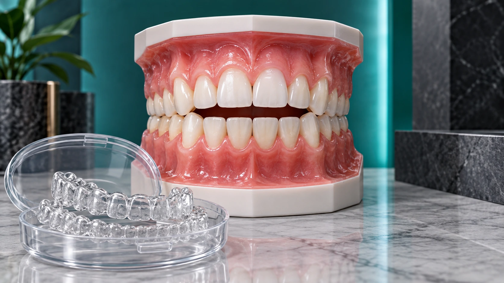 Invisalign for open bite in Pondicherry showing clear aligners for bite correction