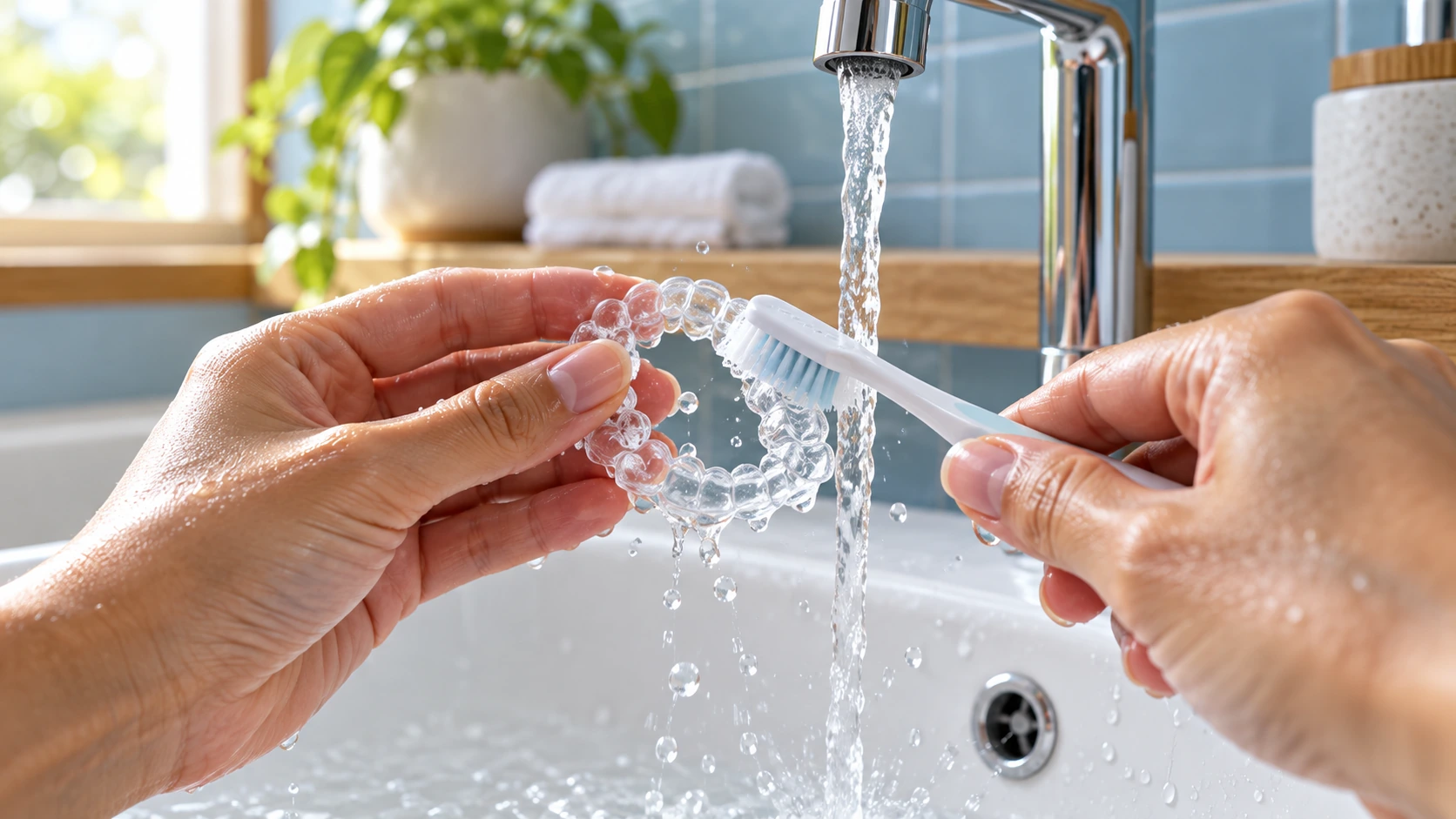 How to clean Invisalign aligners in Pondicherry showing clear aligner cleaning and maintenance steps