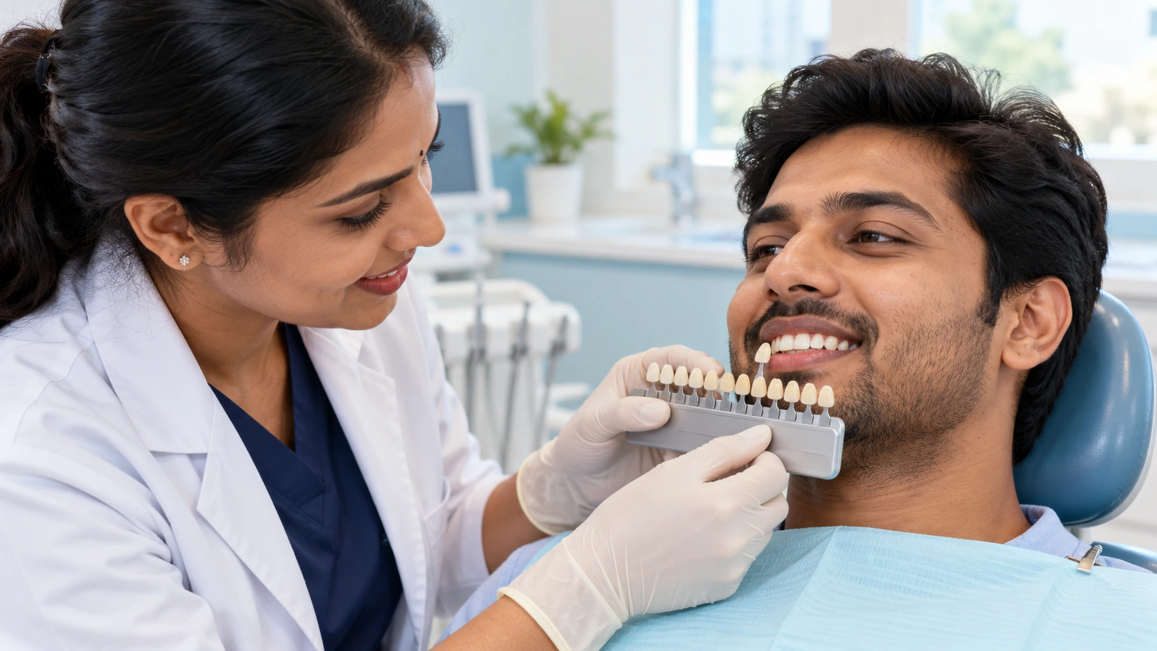 Best teeth whitening treatment in Pondicherry showing a professional cosmetic dental whitening procedure